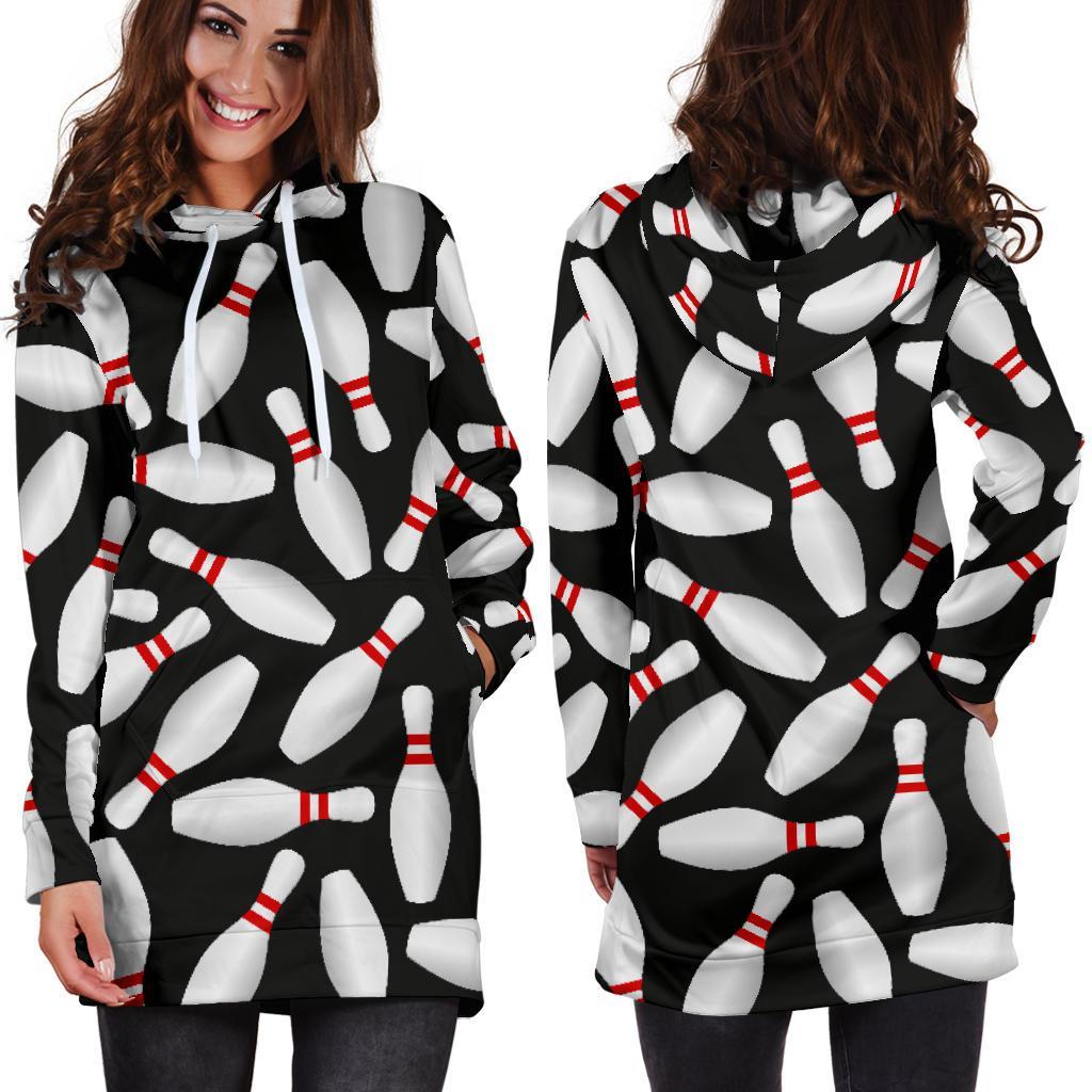 Bowling Print Pattern Women Hoodie Dress-grizzshop