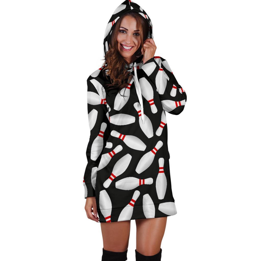 Bowling Print Pattern Women Hoodie Dress-grizzshop
