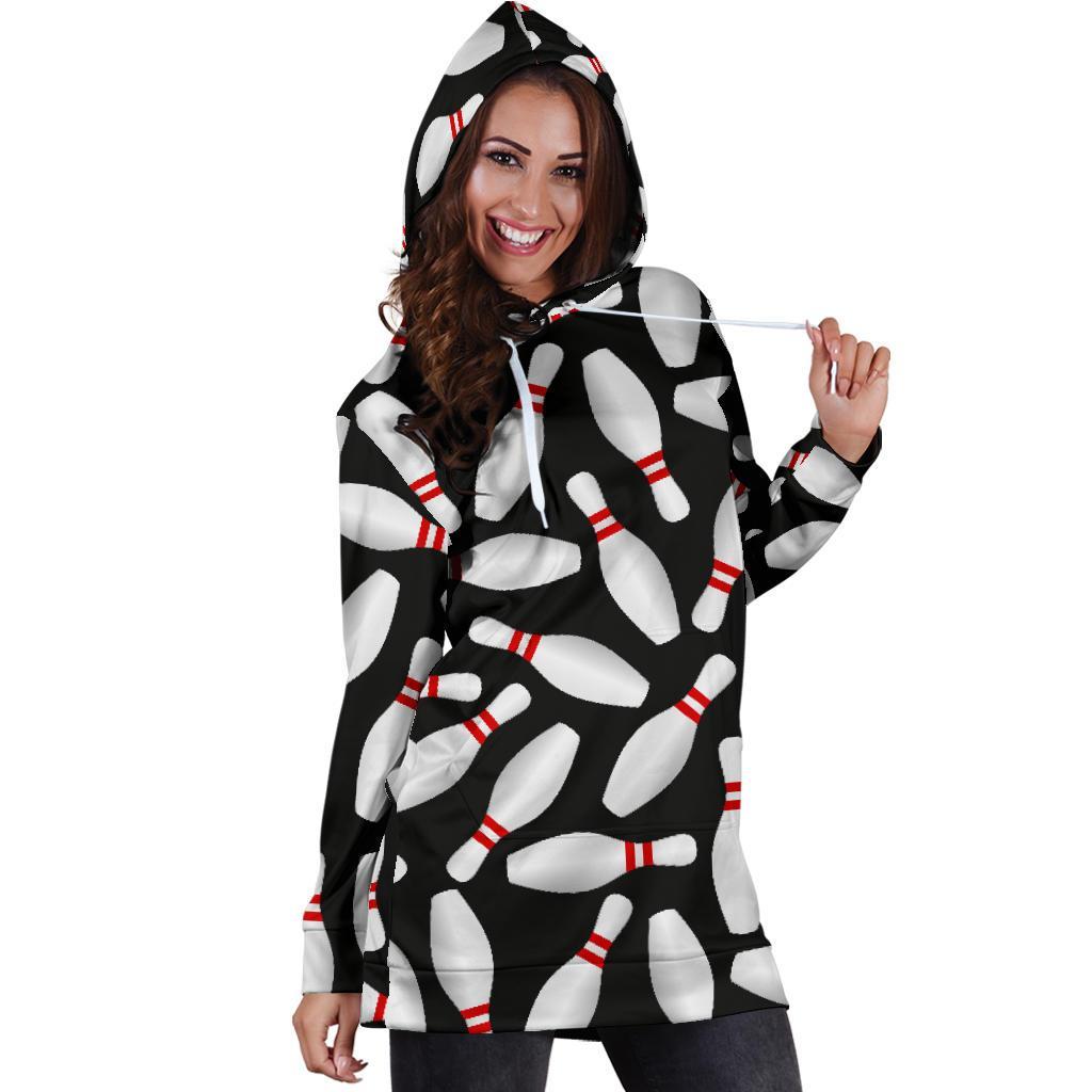 Bowling Print Pattern Women Hoodie Dress-grizzshop