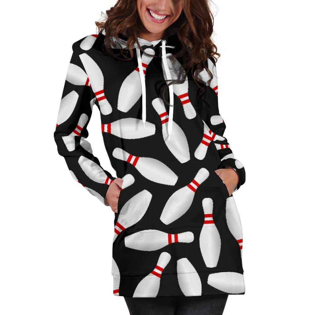 Bowling Print Pattern Women Hoodie Dress-grizzshop