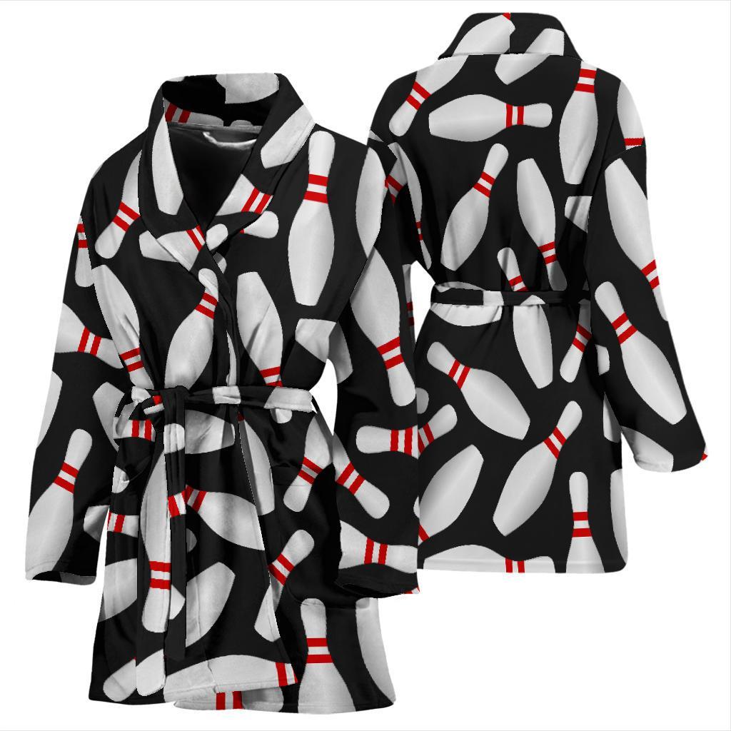 Bowling Print Pattern Women Long Robe-grizzshop