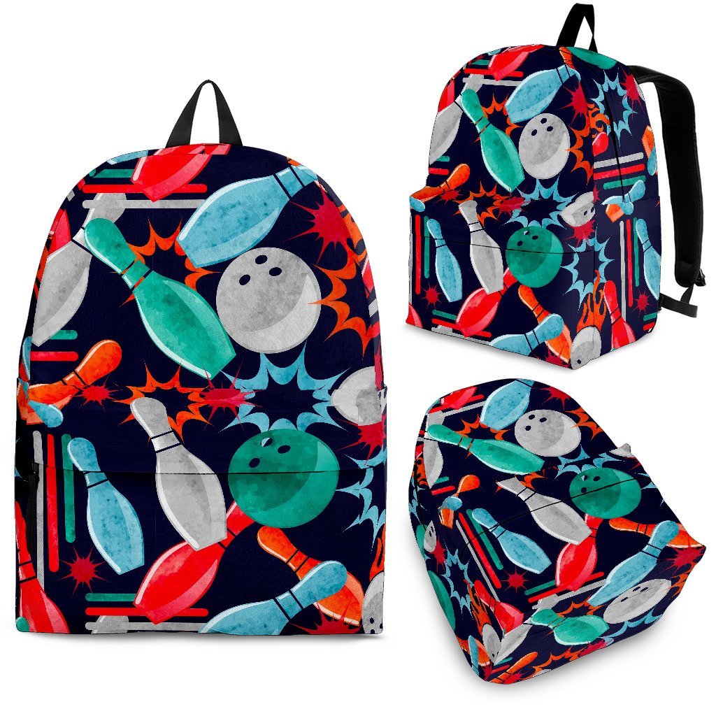 Bowling Stike Pattern Print Backpack-grizzshop