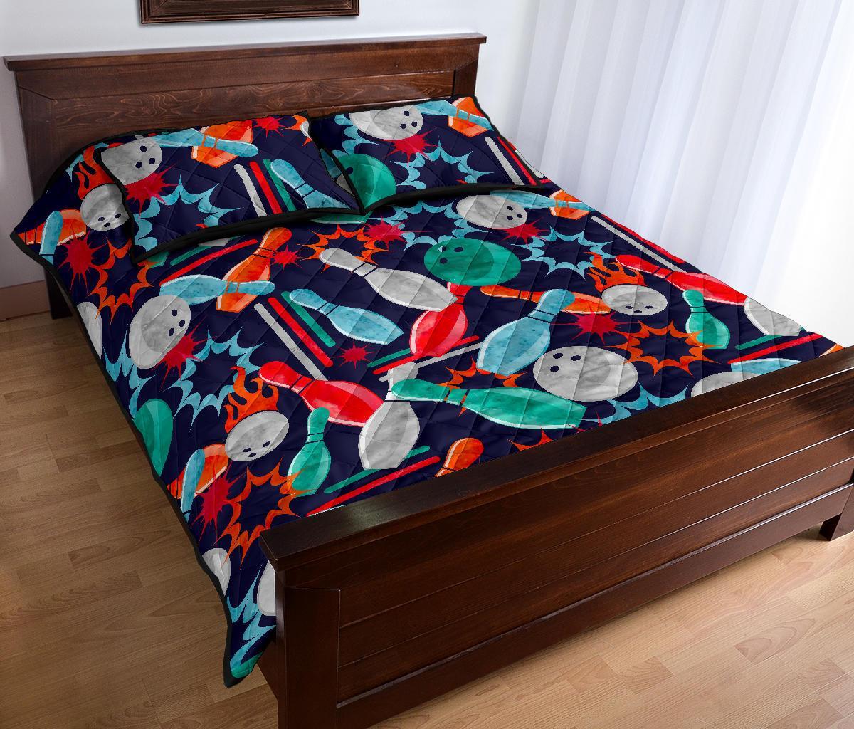 Bowling Stike Pattern Print Bed Set Quilt-grizzshop