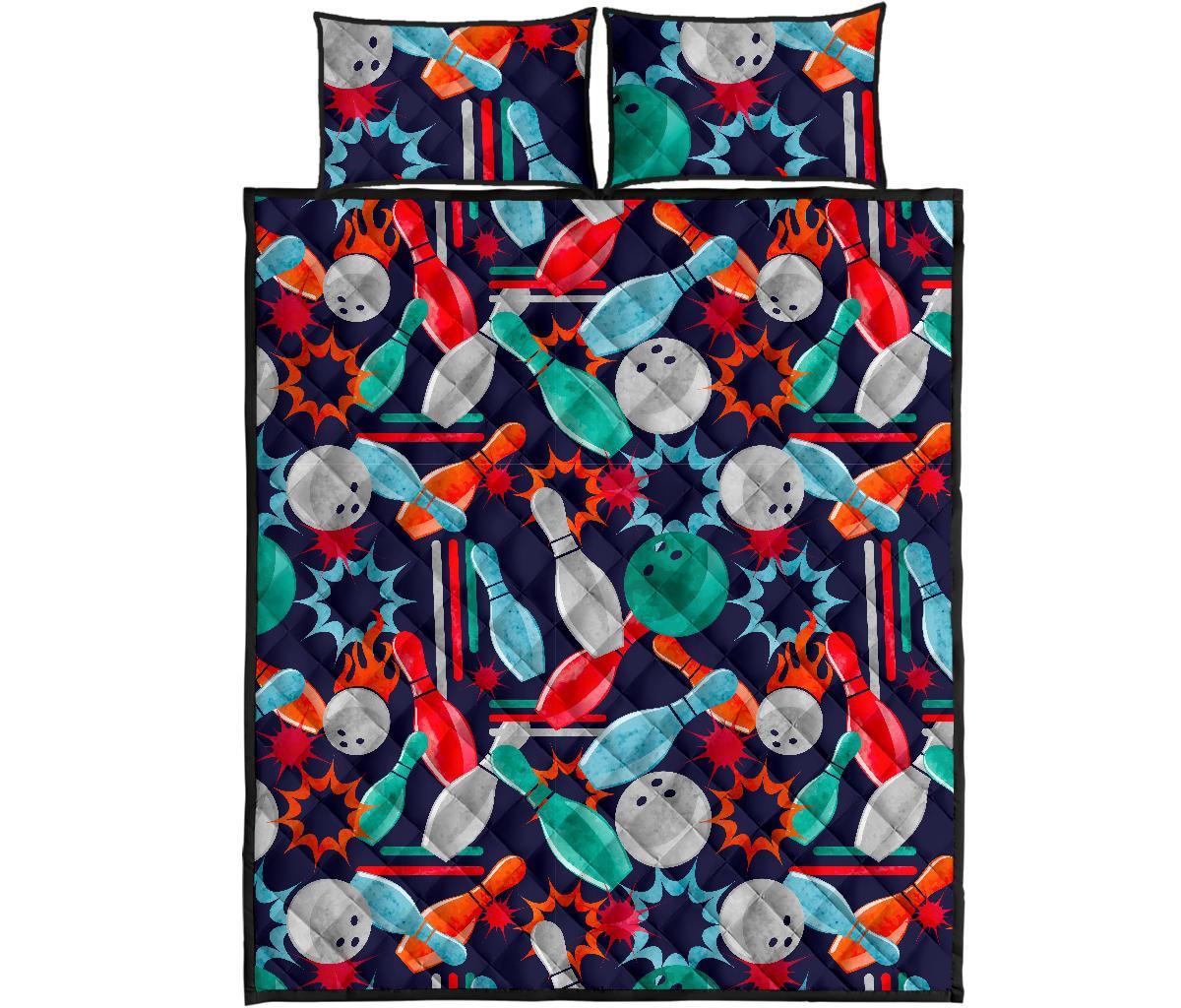 Bowling Stike Pattern Print Bed Set Quilt-grizzshop