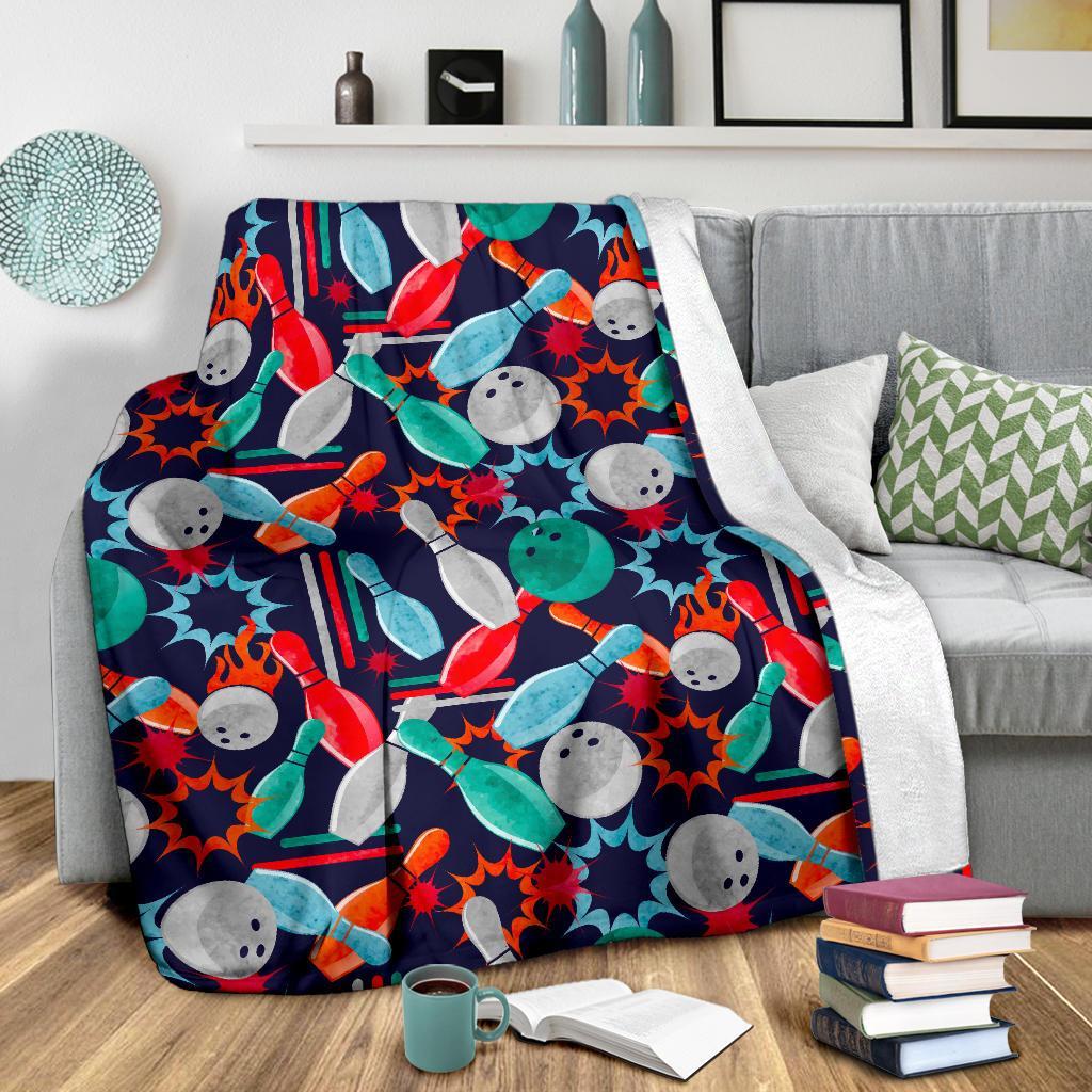 Bowling Stike Pattern Print Blanket-grizzshop