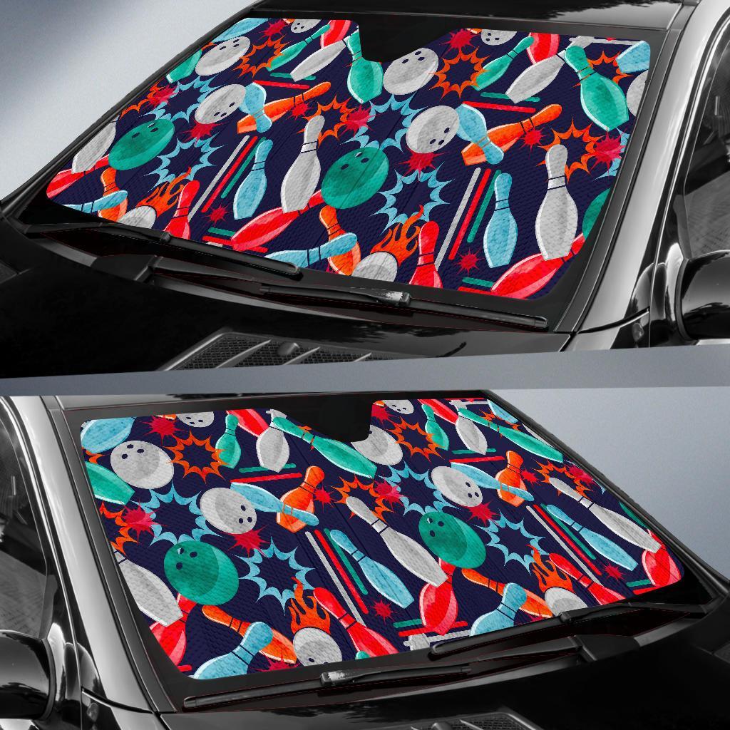 Bowling Stike Pattern Print Car Sun Shade-grizzshop