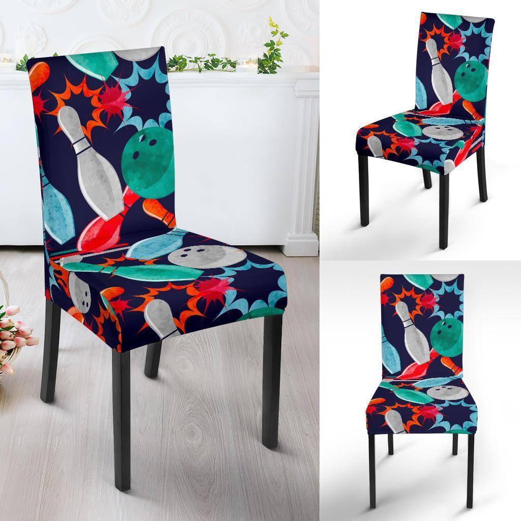 Bowling Stike Pattern Print Chair Cover-grizzshop