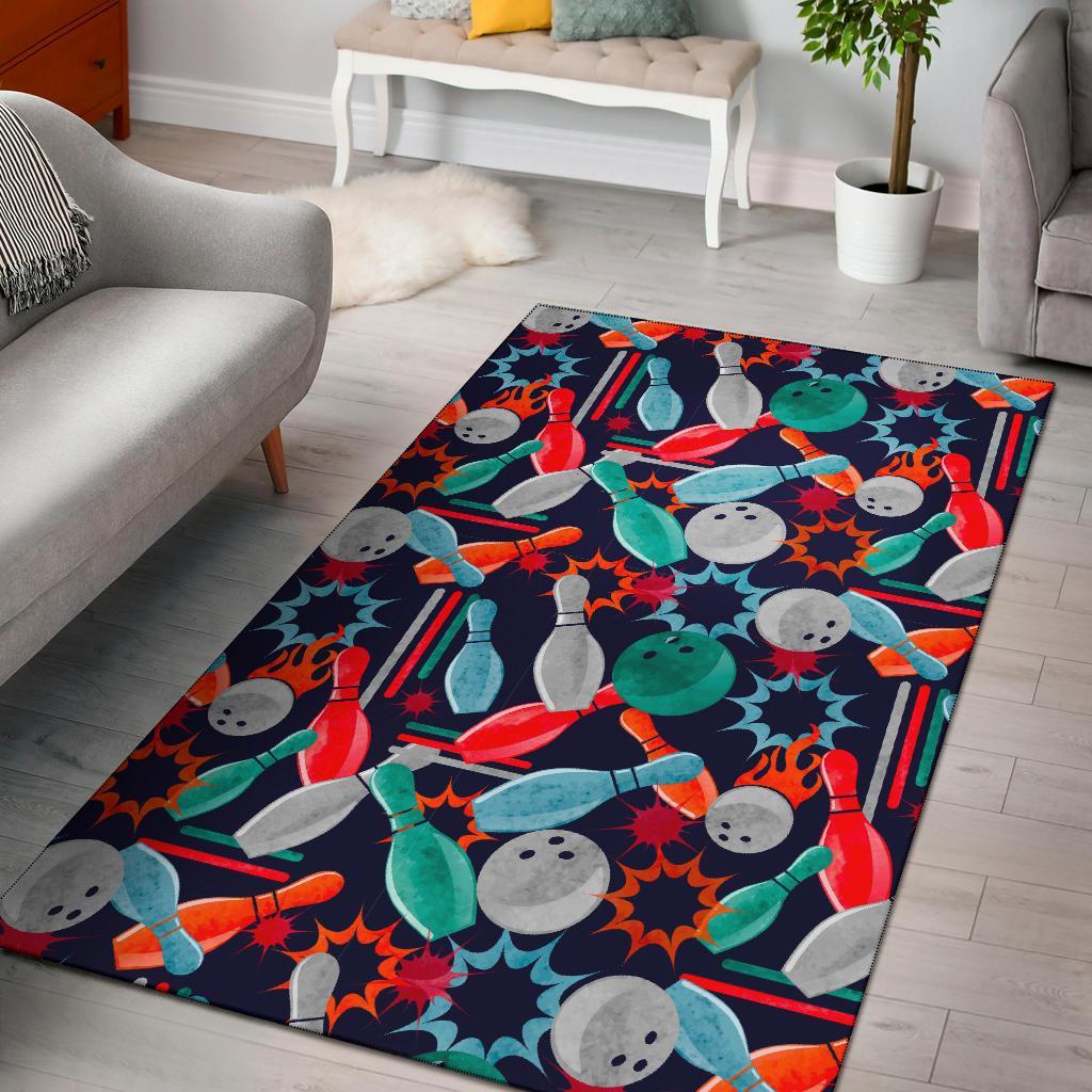 Bowling Stike Pattern Print Floor Mat-grizzshop