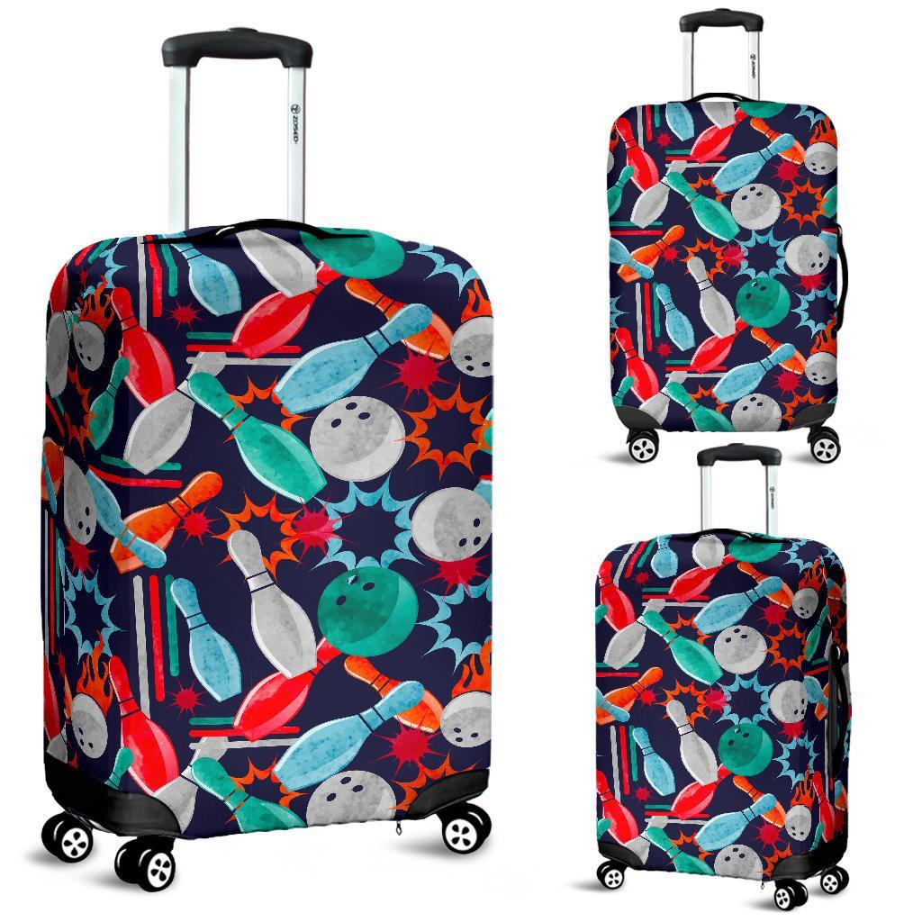 Bowling Stike Pattern Print Luggage Cover Protector-grizzshop