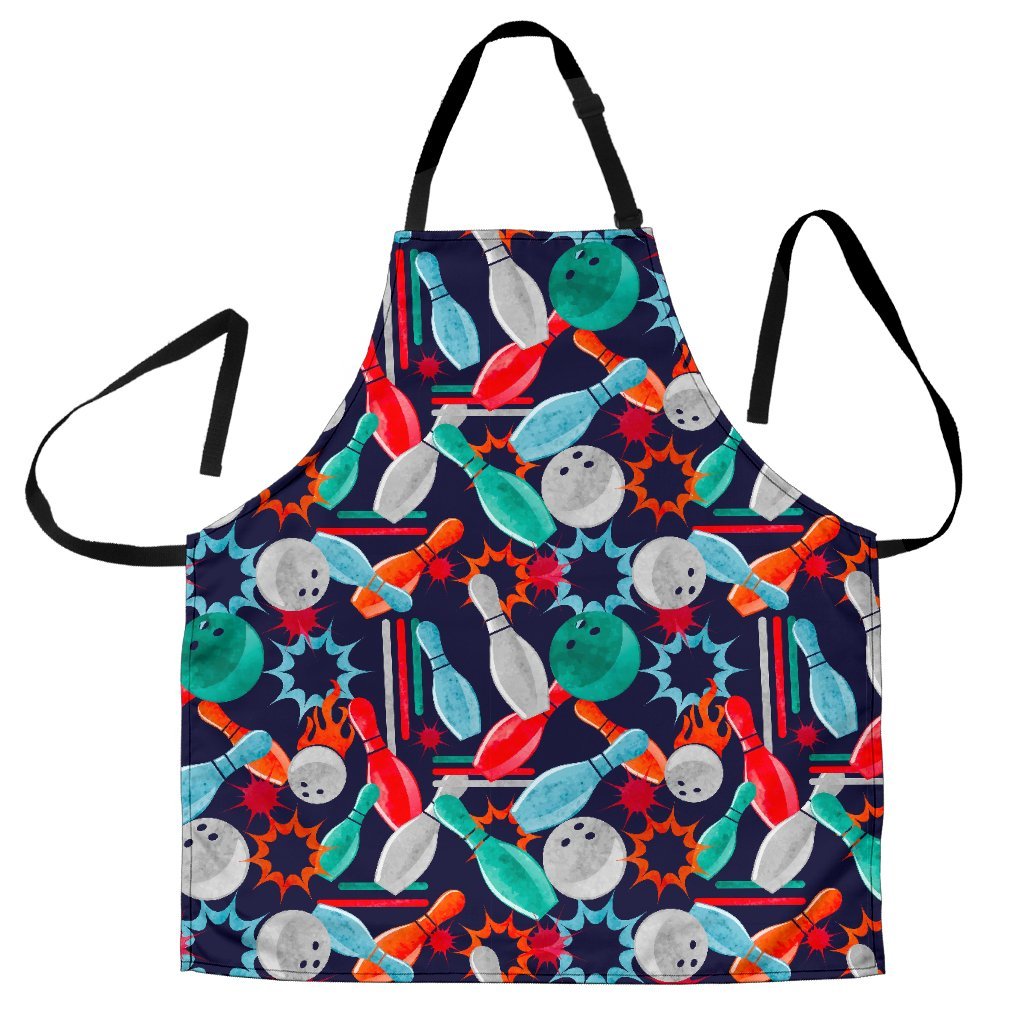 Bowling Stike Pattern Print Men's Apron-grizzshop