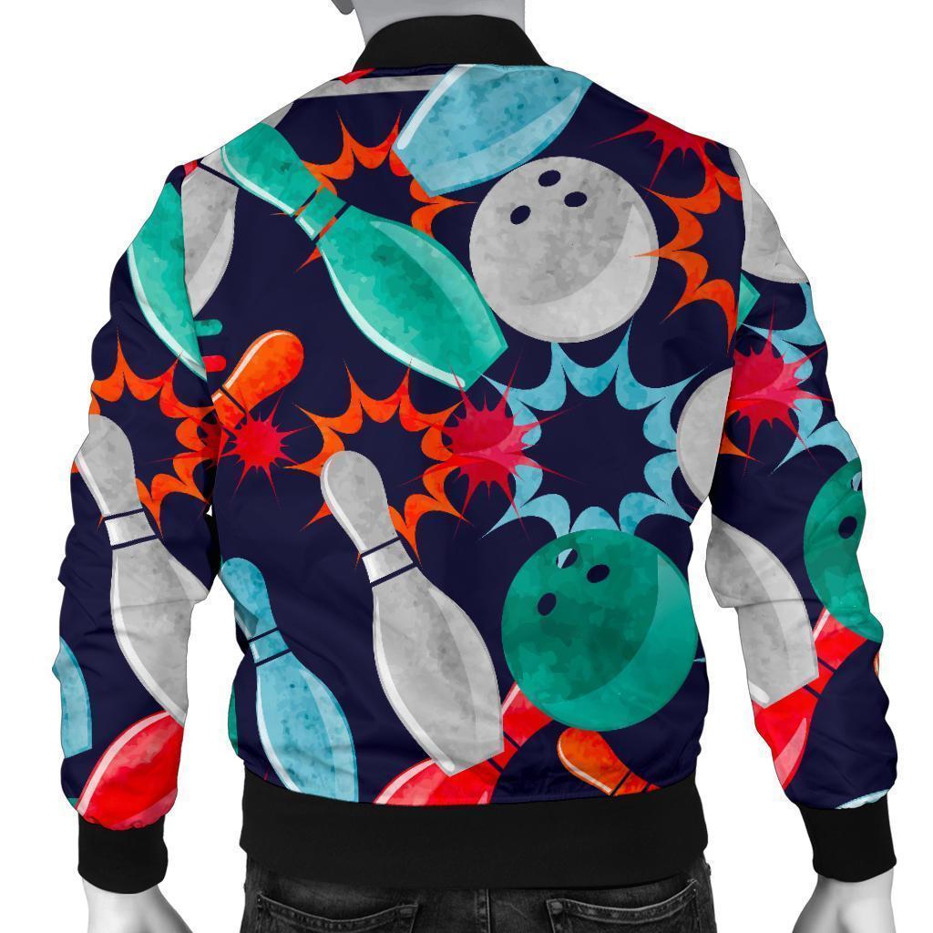 Bowling Stike Pattern Print Men's Bomber Jacket-grizzshop