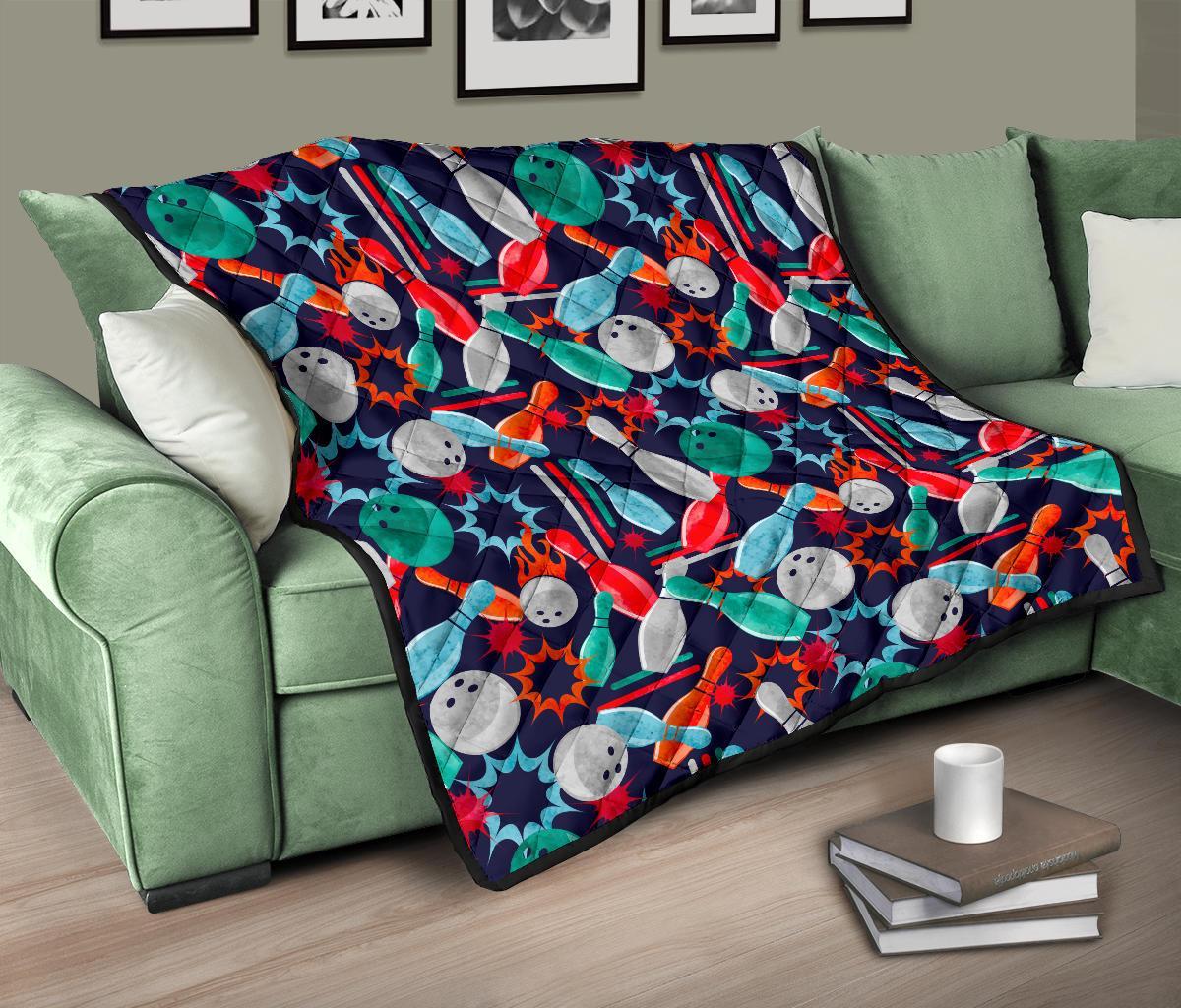 Bowling Stike Pattern Print Quilt-grizzshop