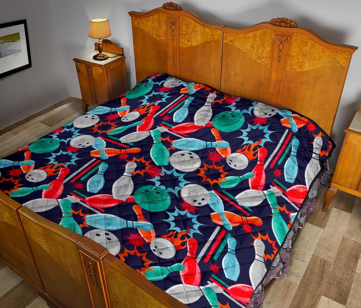 Bowling Stike Pattern Print Quilt-grizzshop