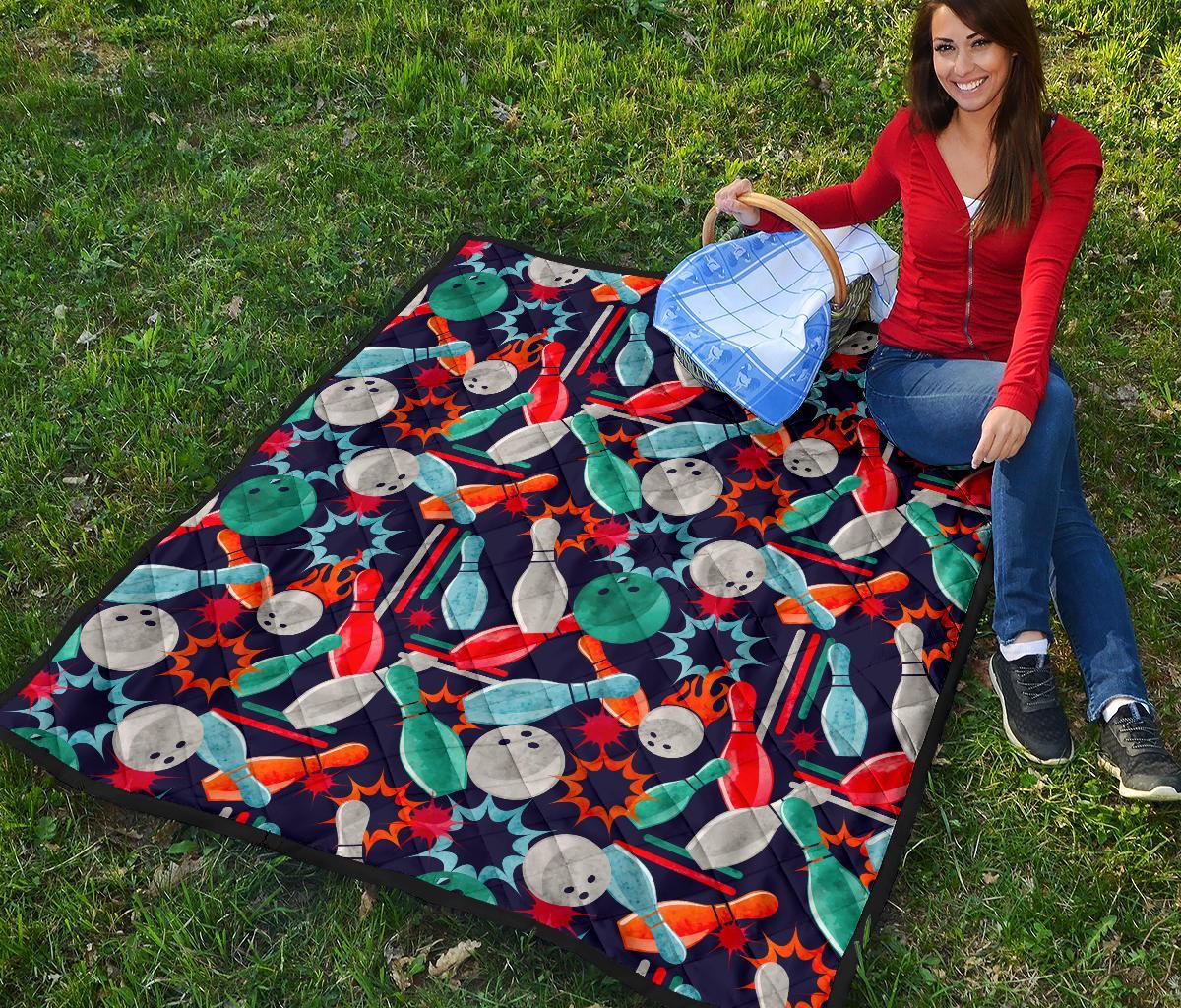 Bowling Stike Pattern Print Quilt-grizzshop