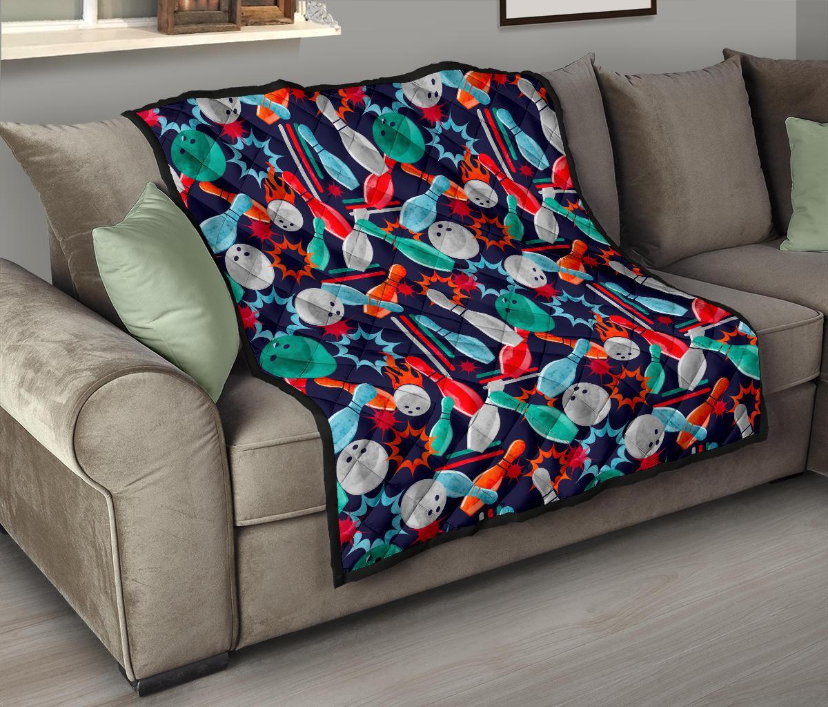 Bowling Stike Pattern Print Quilt-grizzshop