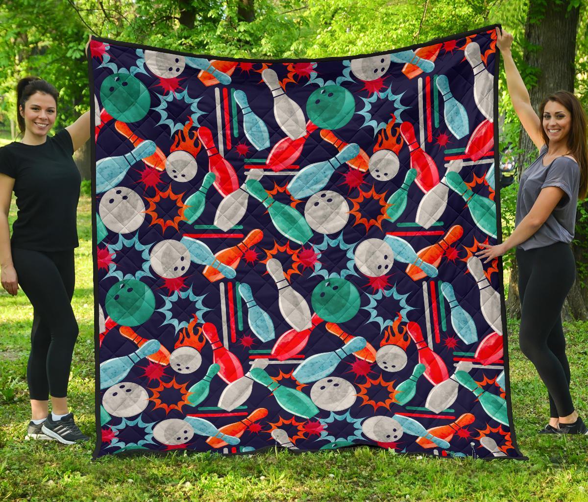 Bowling Stike Pattern Print Quilt-grizzshop