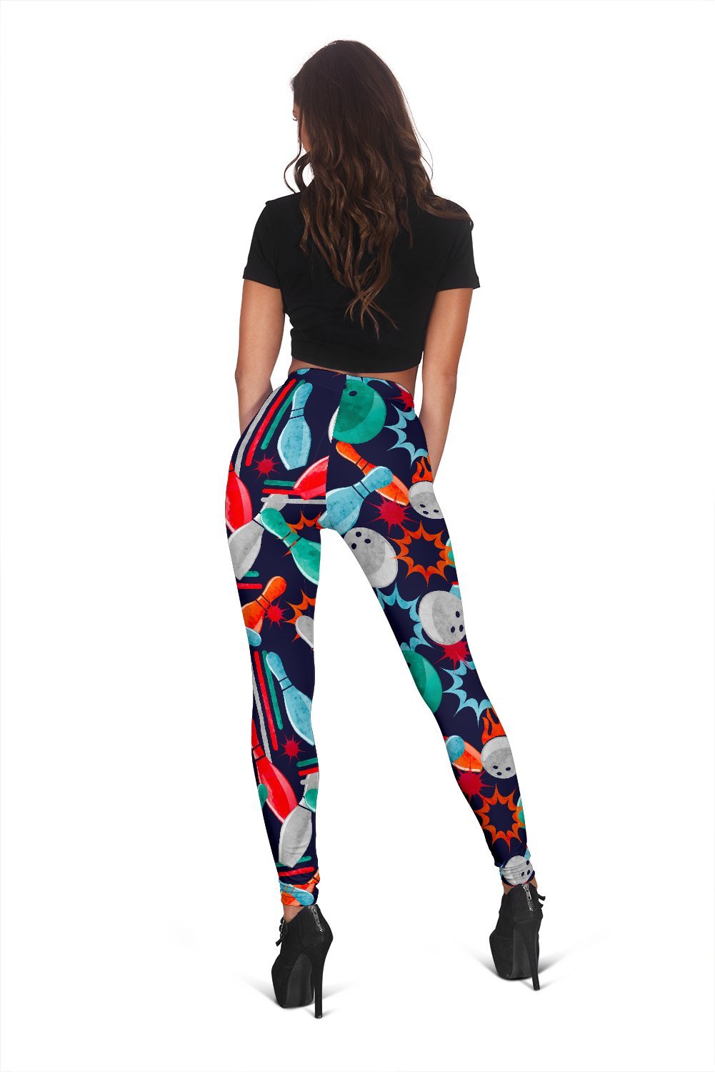 Bowling Stike Pattern Print Women Leggings-grizzshop