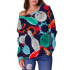 Bowling Stike Pattern Print Women Off Shoulder Sweatshirt-grizzshop