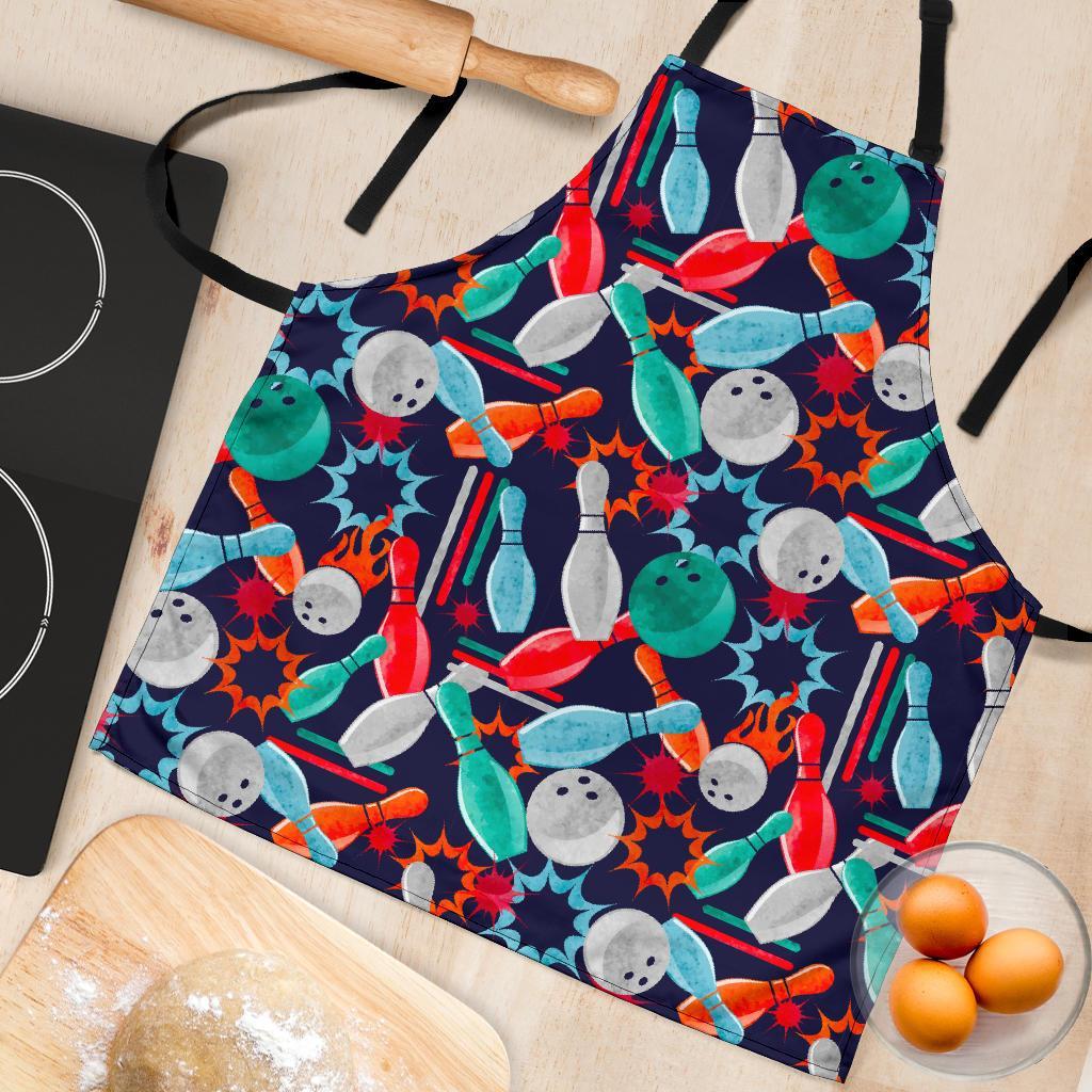 Bowling Stike Pattern Print Women's Apron-grizzshop