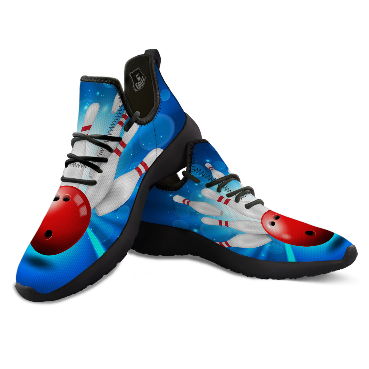 Bowling Strike Print Black Athletic Shoes-grizzshop