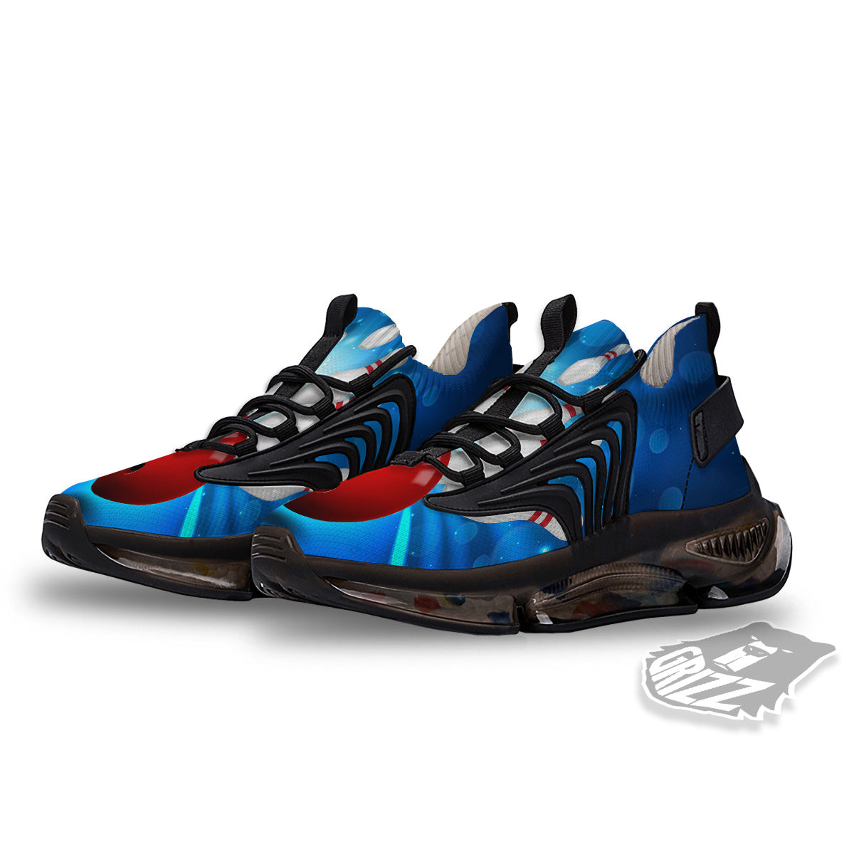 Bowling Strike Print Black Gym Shoes-grizzshop
