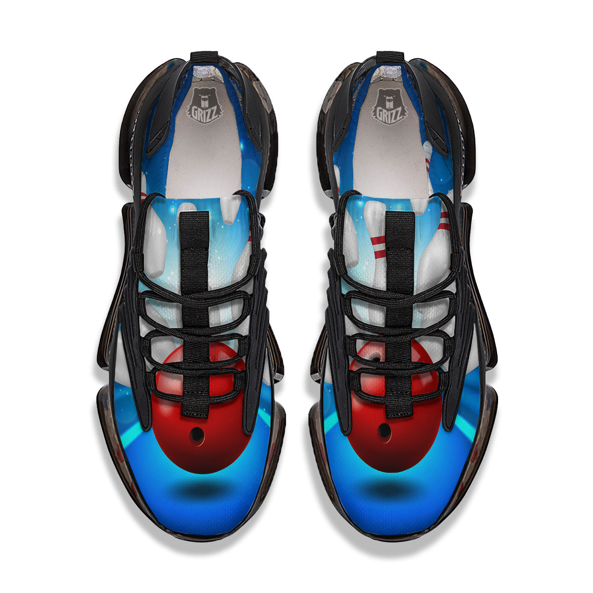 Bowling Strike Print Black Gym Shoes-grizzshop