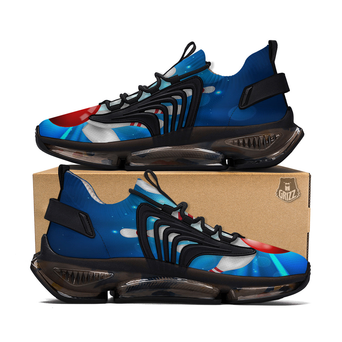 Bowling Strike Print Black Gym Shoes-grizzshop