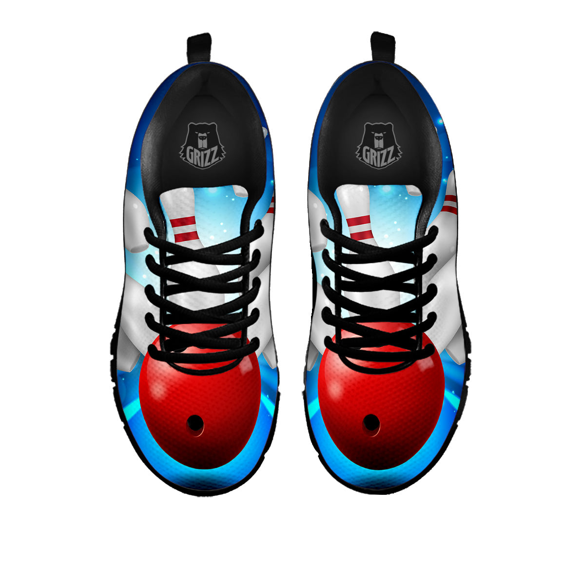 Bowling Strike Print Black Sneaker-grizzshop