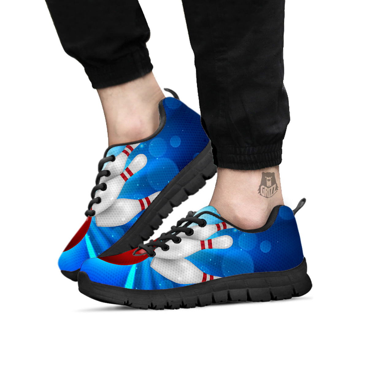 Bowling Strike Print Black Sneaker-grizzshop
