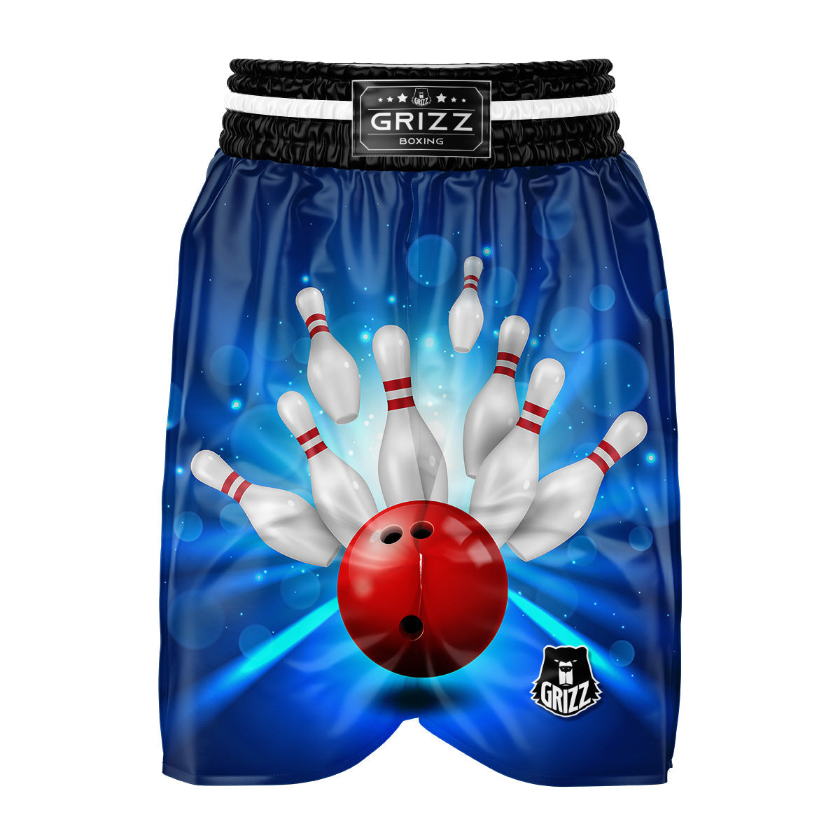 Bowling Strike Print Boxing Shorts-grizzshop