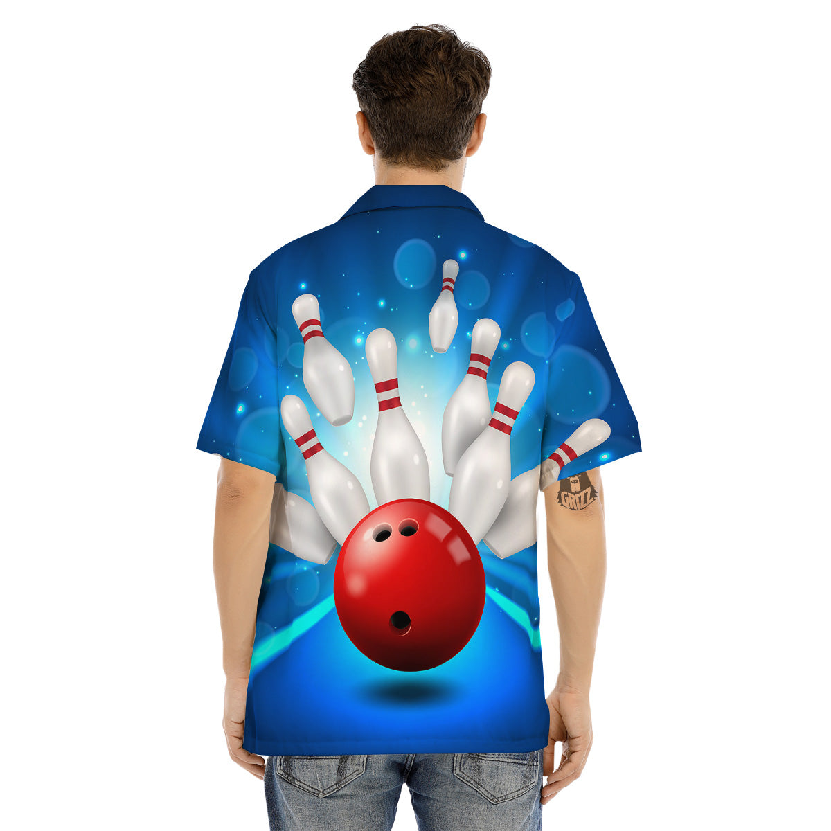 Bowling Strike Print Men's Hawaiian Shirt-grizzshop