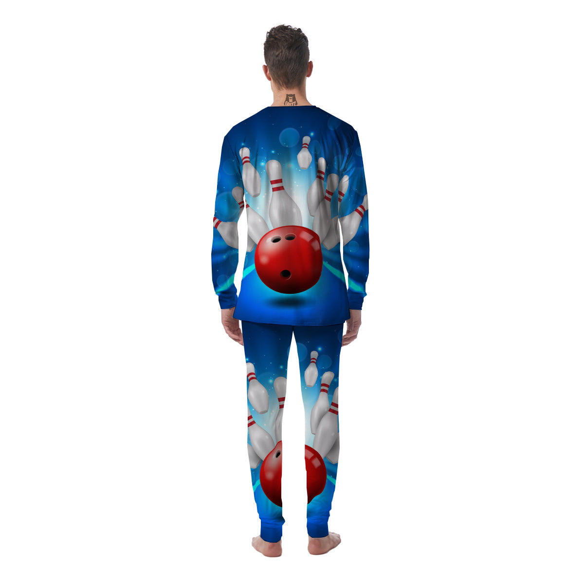 Bowling Strike Print Men's Pajamas-grizzshop