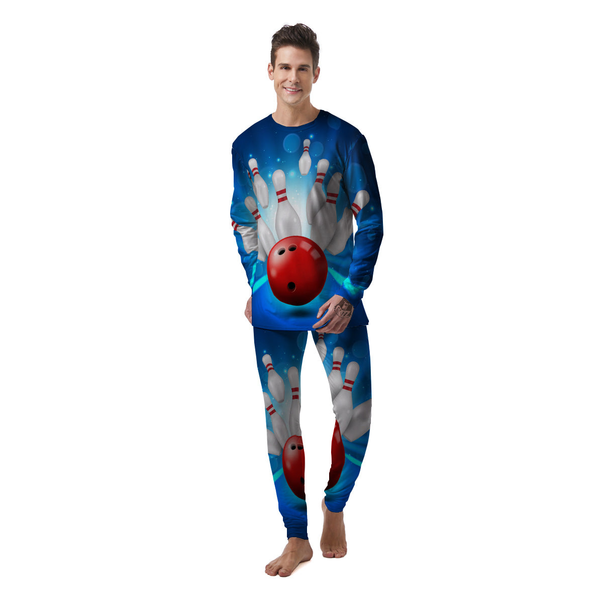 Bowling Strike Print Men's Pajamas-grizzshop