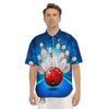 Bowling Strike Print Men's Short Sleeve Shirts-grizzshop