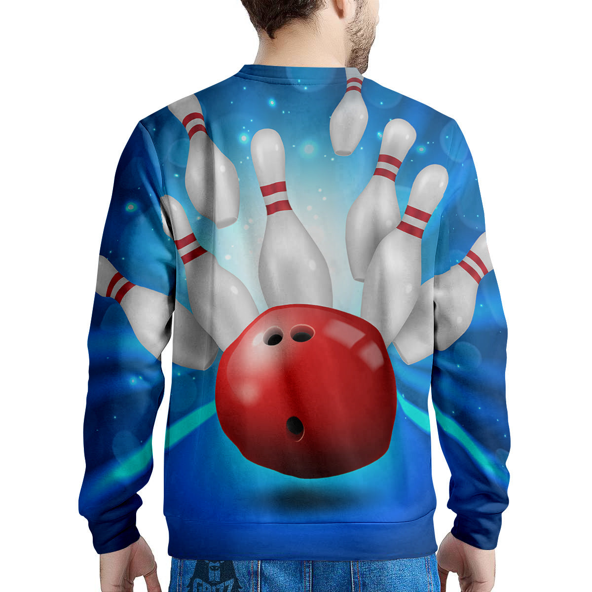 Bowling Strike Print Men's Sweatshirt-grizzshop