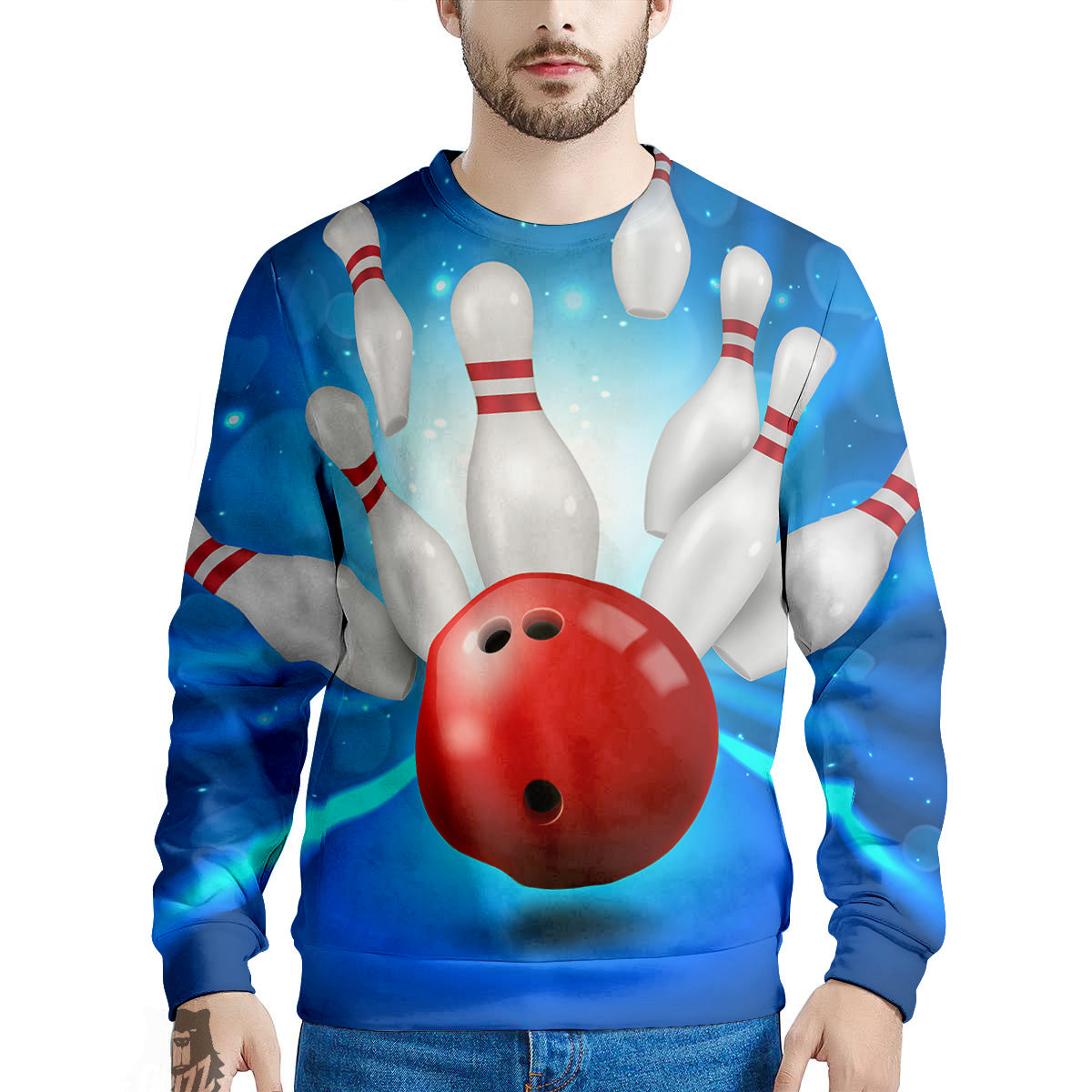 Bowling Strike Print Men's Sweatshirt-grizzshop