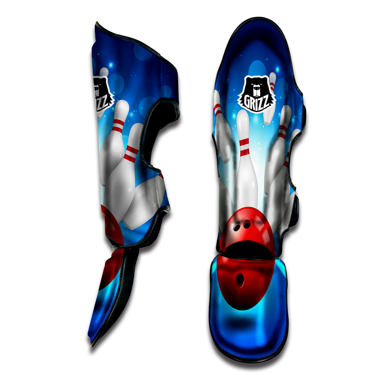 Bowling Strike Print Muay Thai Shin Guards-grizzshop