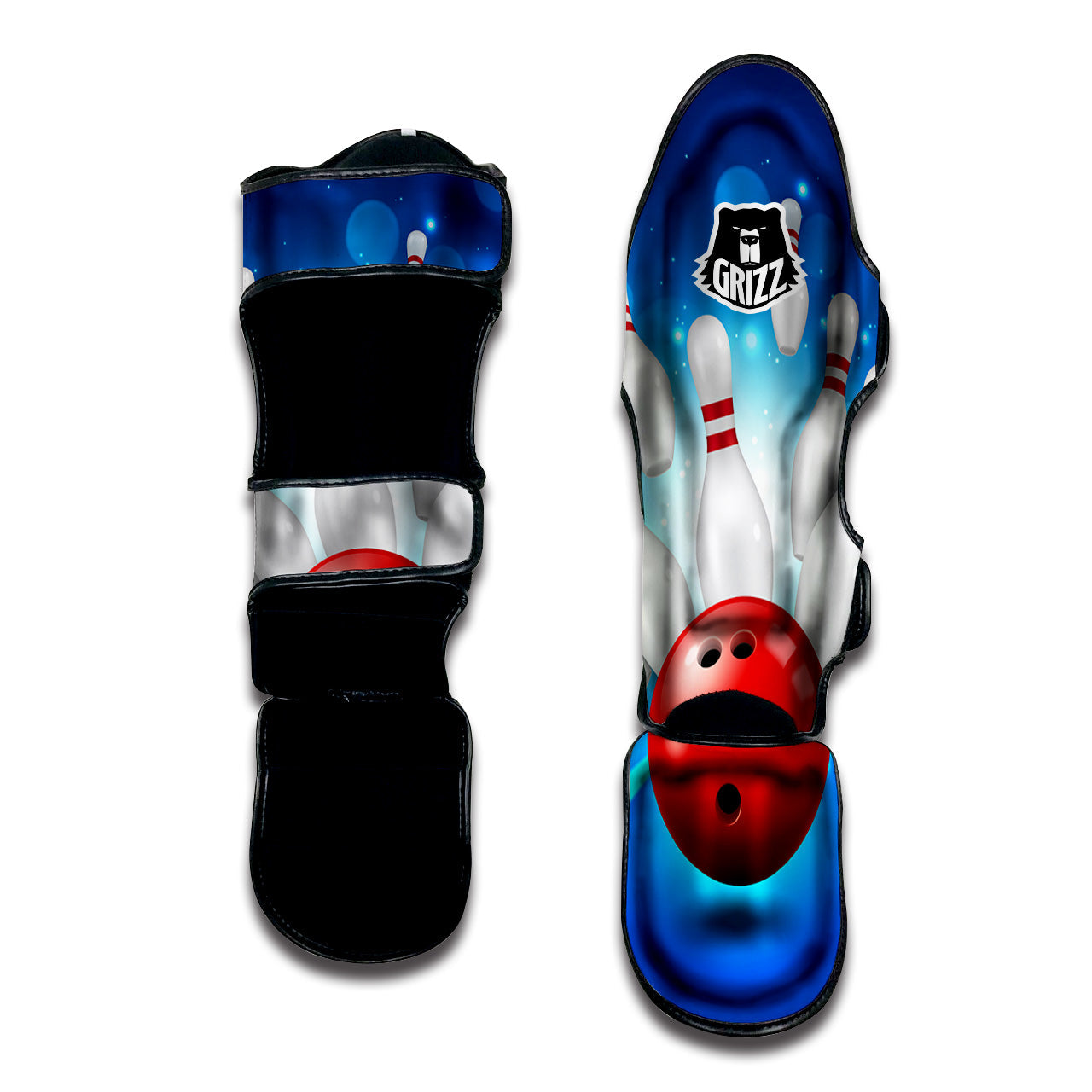 Bowling Strike Print Muay Thai Shin Guards-grizzshop