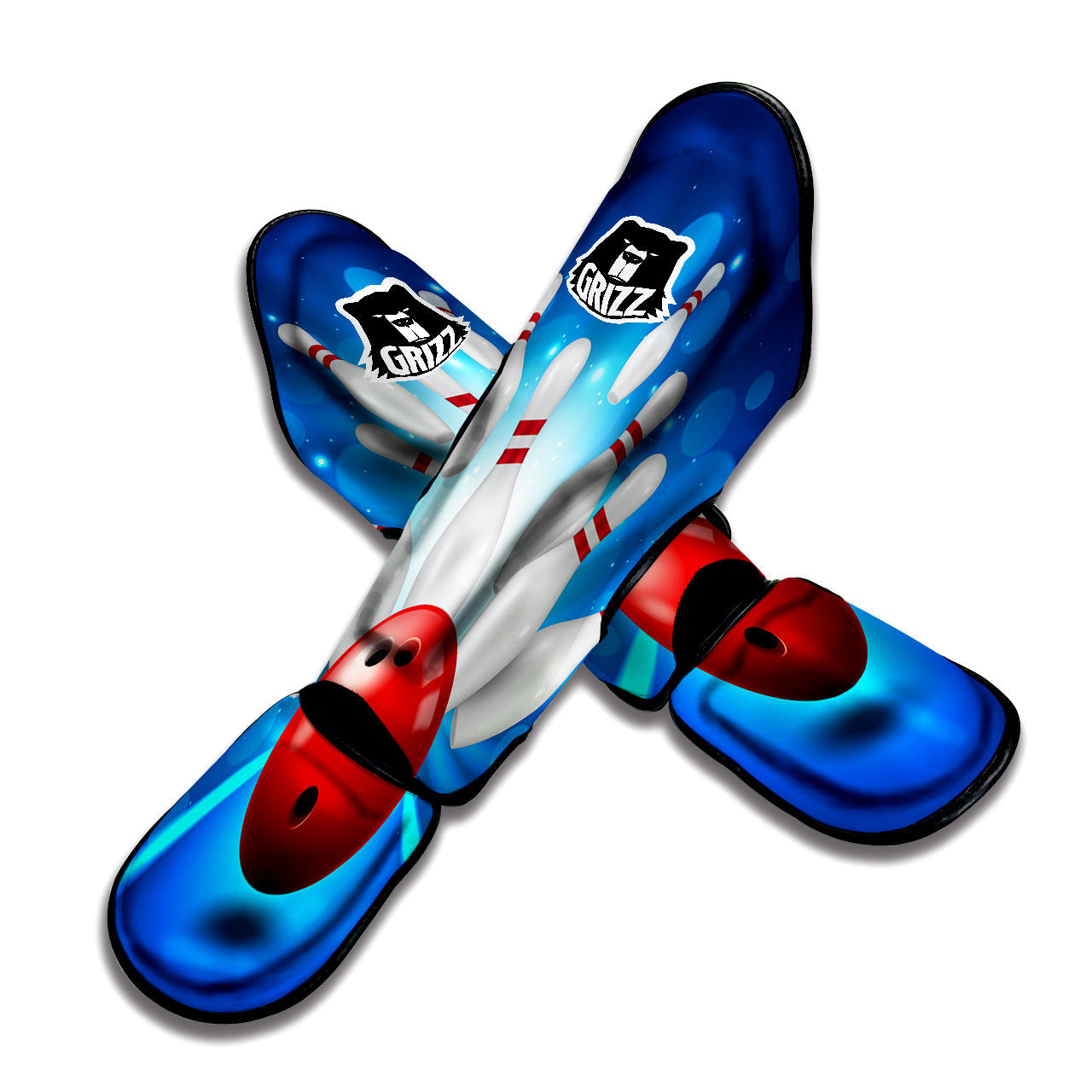 Bowling Strike Print Muay Thai Shin Guards-grizzshop