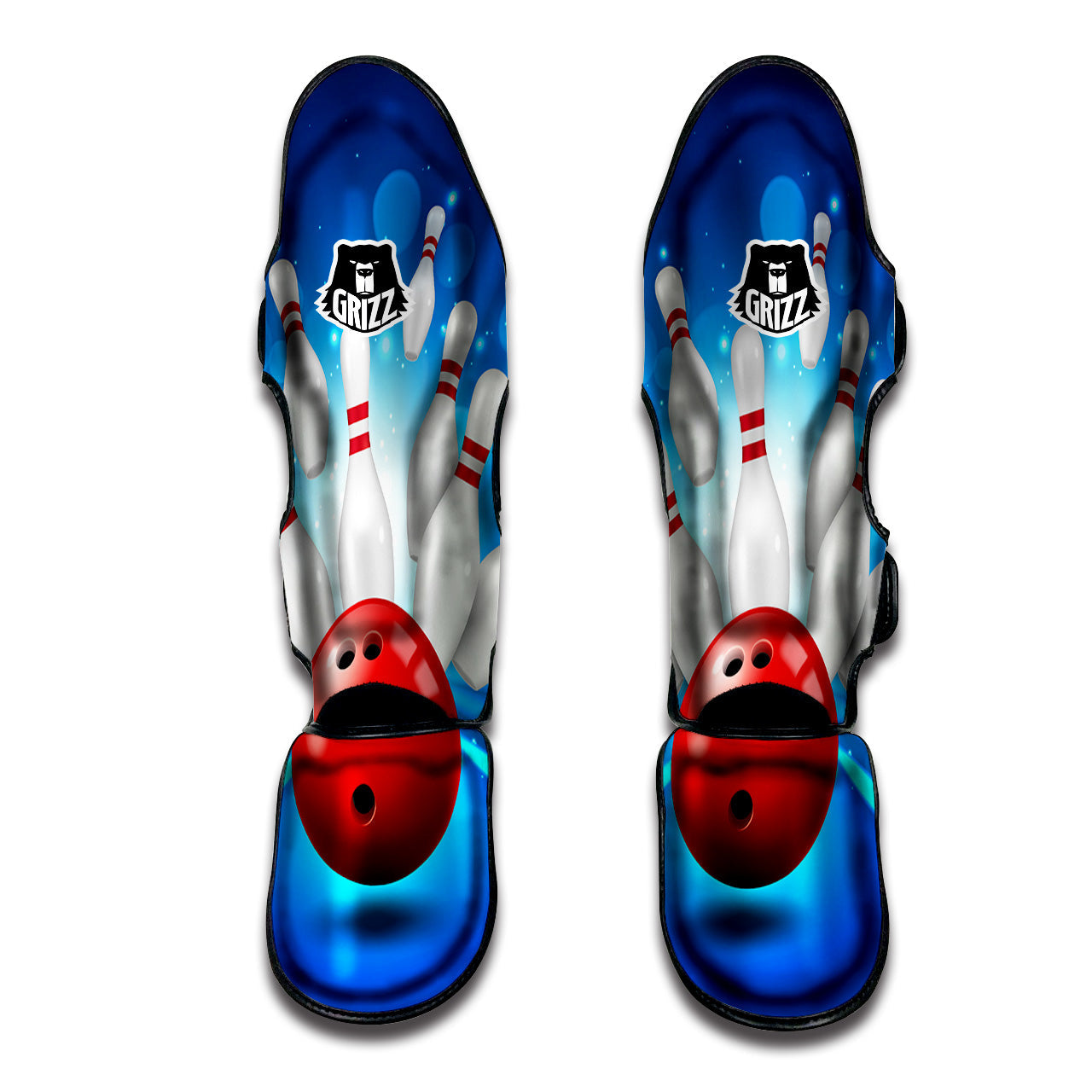 Bowling Strike Print Muay Thai Shin Guards-grizzshop
