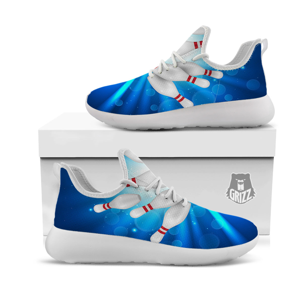 Bowling Strike Print White Athletic Shoes-grizzshop
