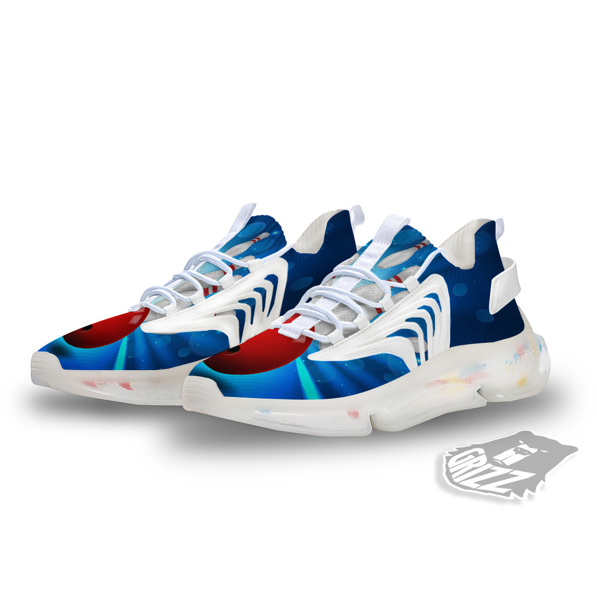Bowling Strike Print White Gym Shoes-grizzshop