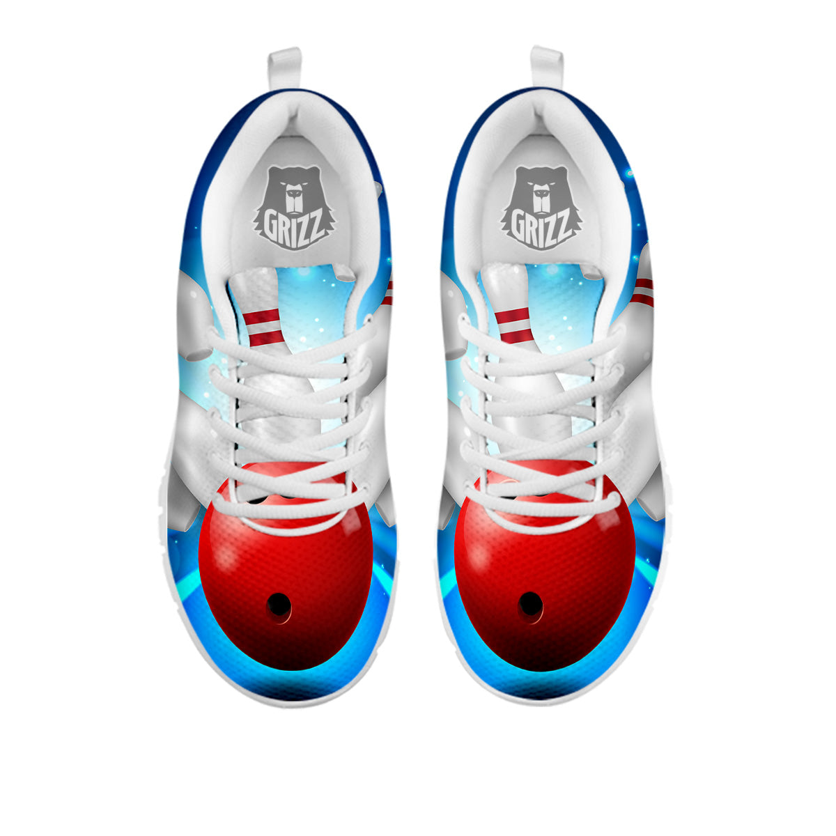 Bowling Strike Print White Sneaker-grizzshop