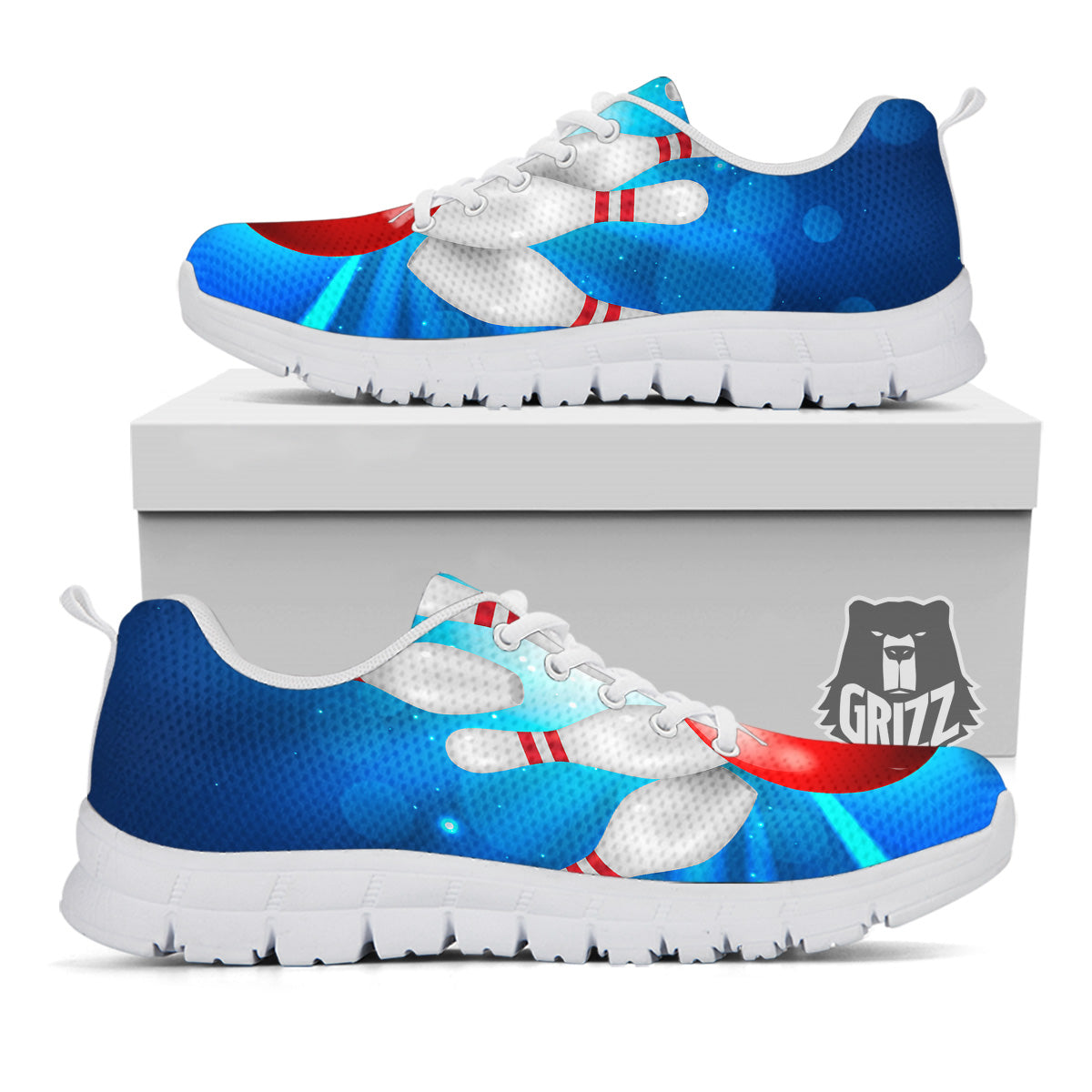 Bowling Strike Print White Sneaker-grizzshop
