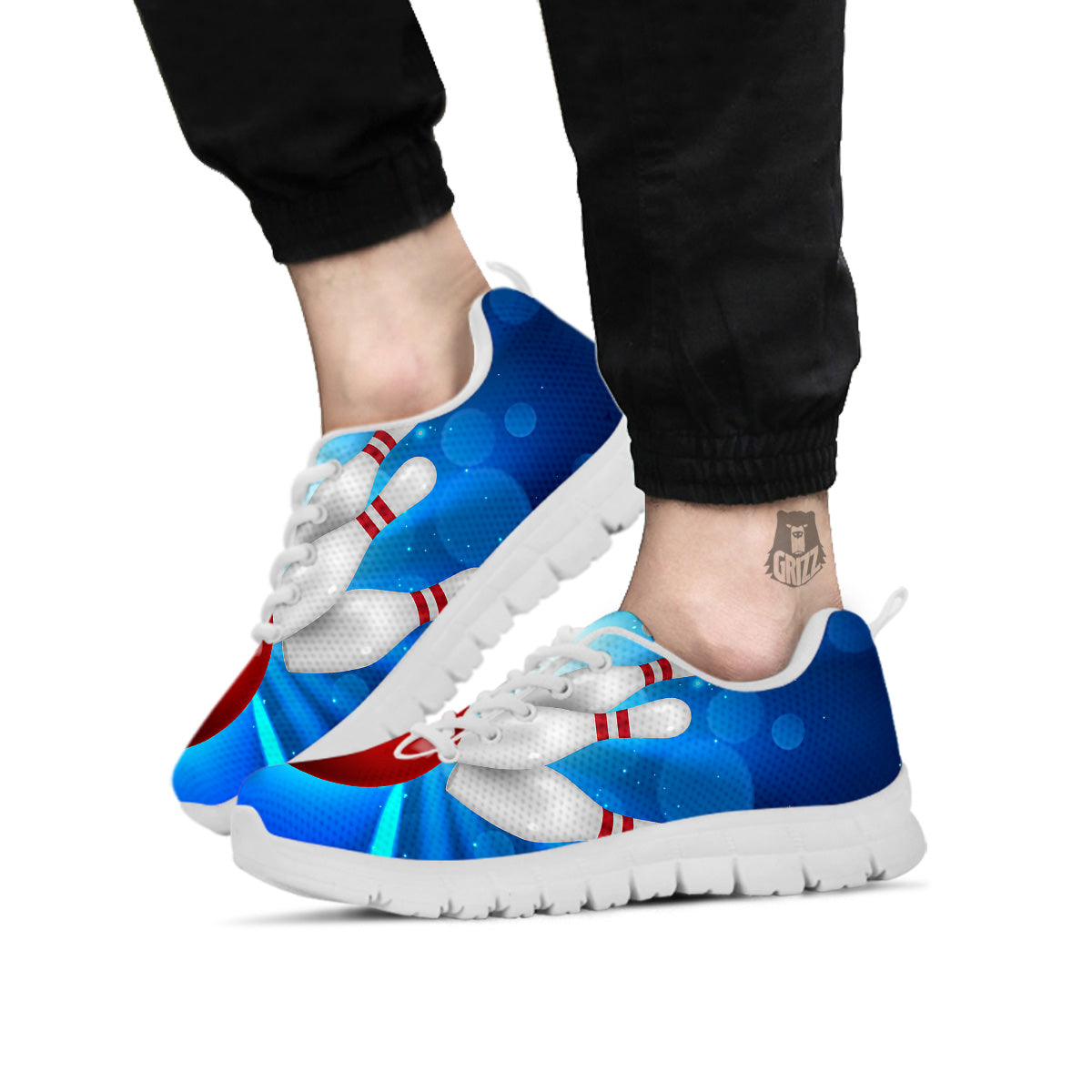Bowling Strike Print White Sneaker-grizzshop