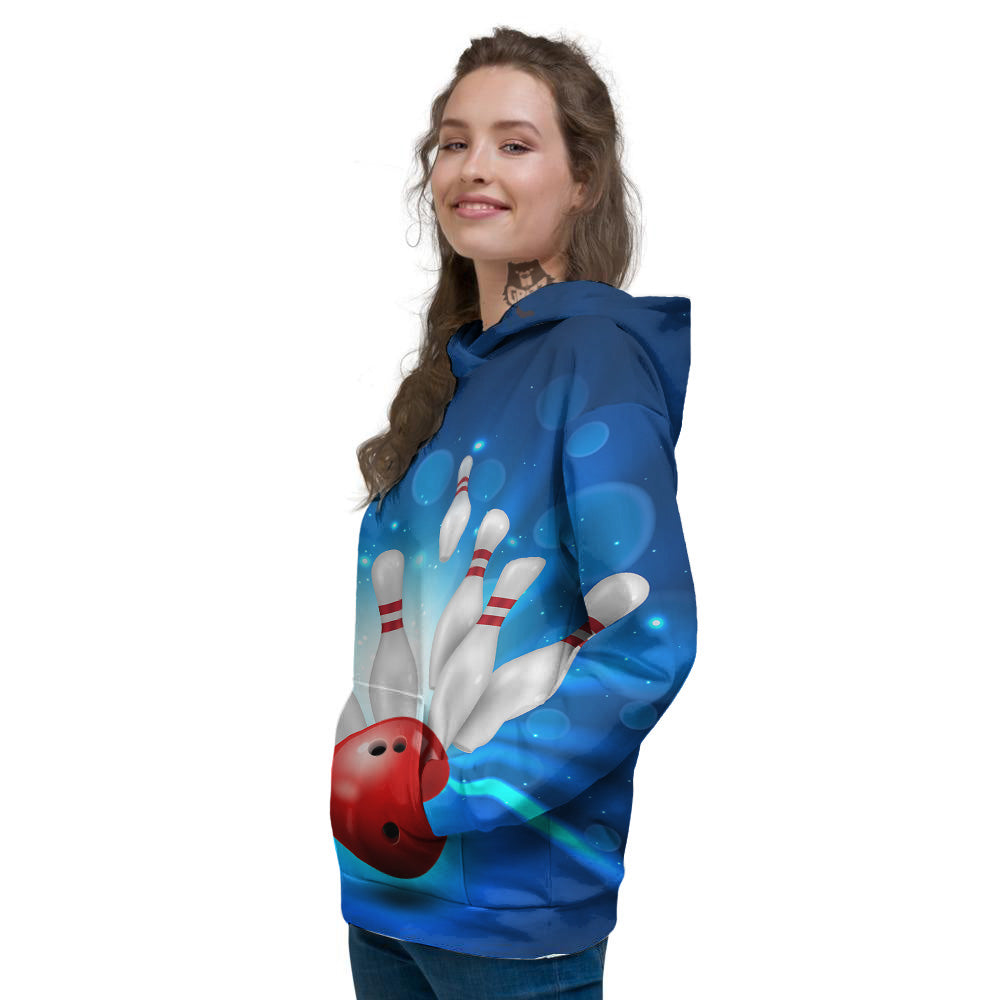 Bowling Strike Print Women's Hoodie-grizzshop