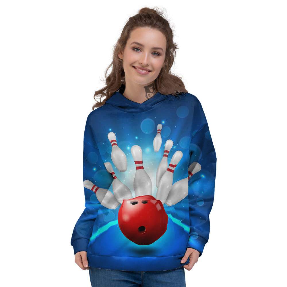 Bowling Strike Print Women's Hoodie-grizzshop