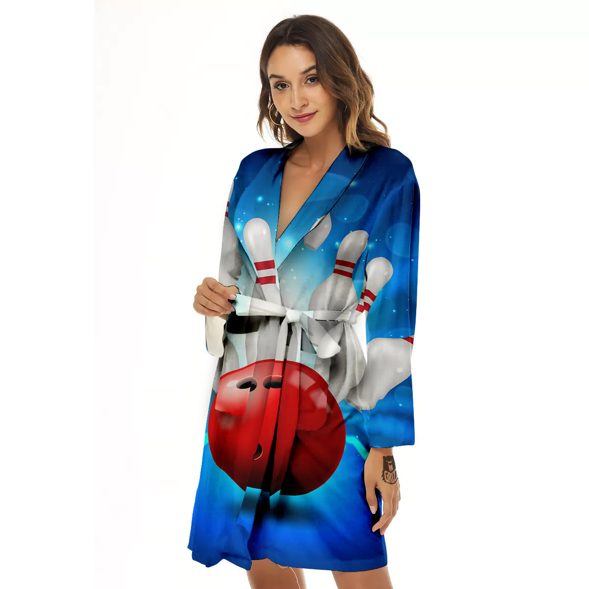 Bowling Strike Print Women's Robe-grizzshop