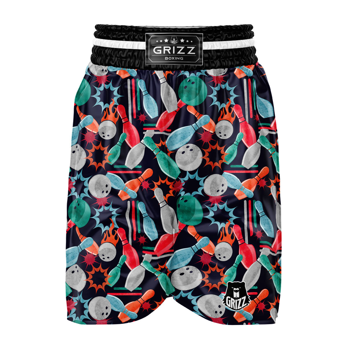Bowling Theme Watercolor Print Pattern Boxing Shorts-grizzshop