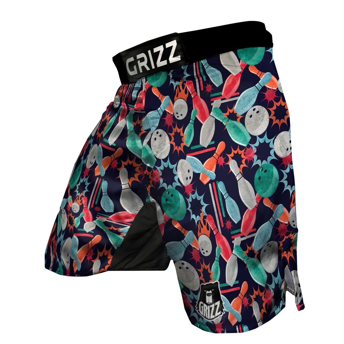 Bowling Theme Watercolor Print Pattern MMA Shorts-grizzshop